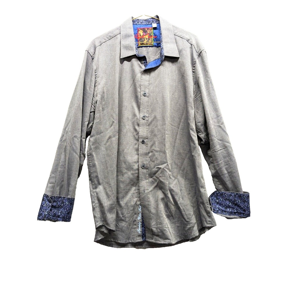 Robert Graham Shirt Men XL Gray Classic Fit Skull Embroidered Stitch Flip Cuff